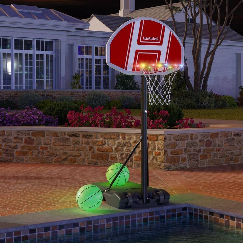 Pool Basketball Hoop with LED Light 45"-59"Adjustable Height