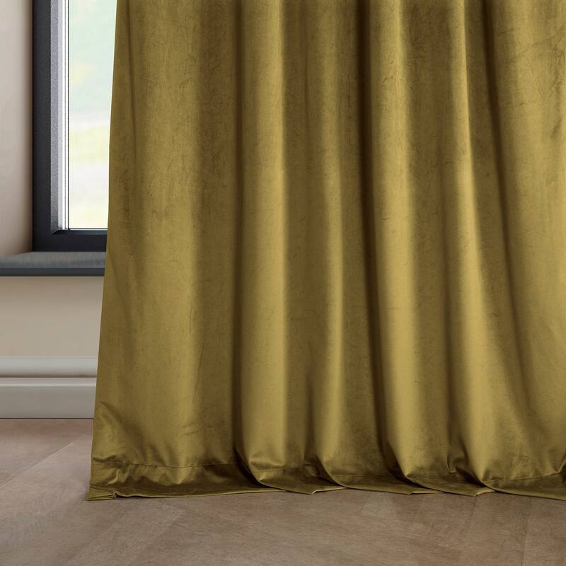 Exclusive Fabrics Heritage Plush Velvet Room Darkening Curtain (1 Panel) - Luxurious Single Drapery for Enhanced Room Darkening