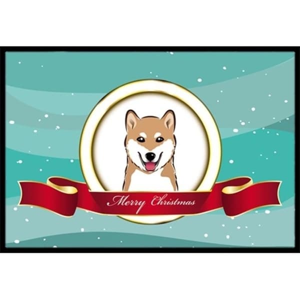 Carolines Treasures BB1535JMAT Shiba Inu Merry Christmas Indoor & Outdoor Mat 24 x 36 in.