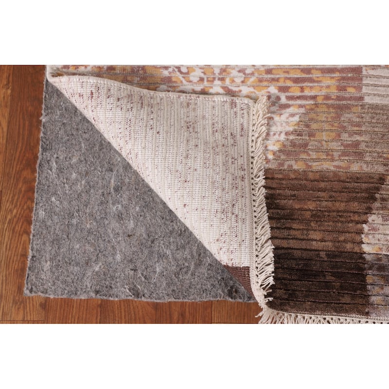 Striped Abstract Modern Area Rug Hand-Knotted Wool Carpet - 5'8" x 7'10"