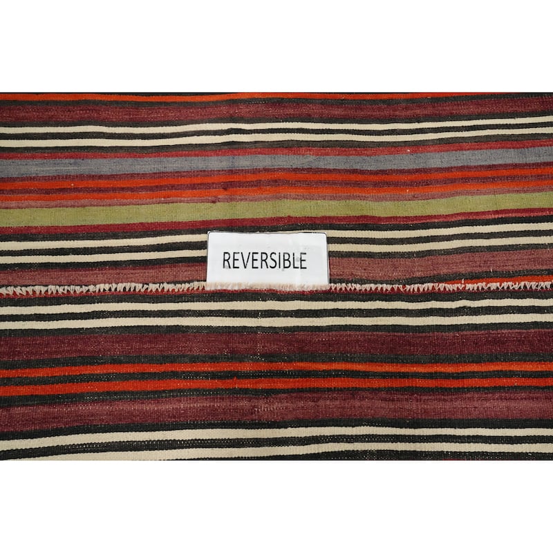 Hand Woven Oriental 100% Wool Carpet Southwestern Geometric Multi-Colored Kilim Area Rug - 9' 0'' X 5' 4''