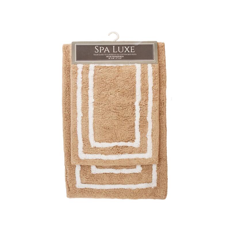 Spa Lux Border Bath Rug Set - Semolina