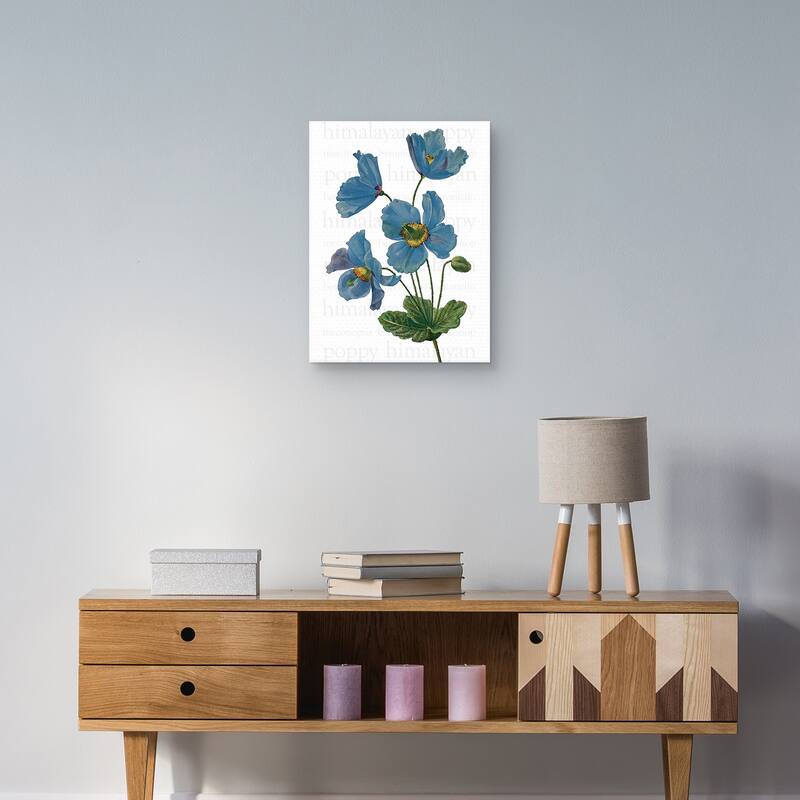 Himalayan Blue Poppy Text Canvas Art Print