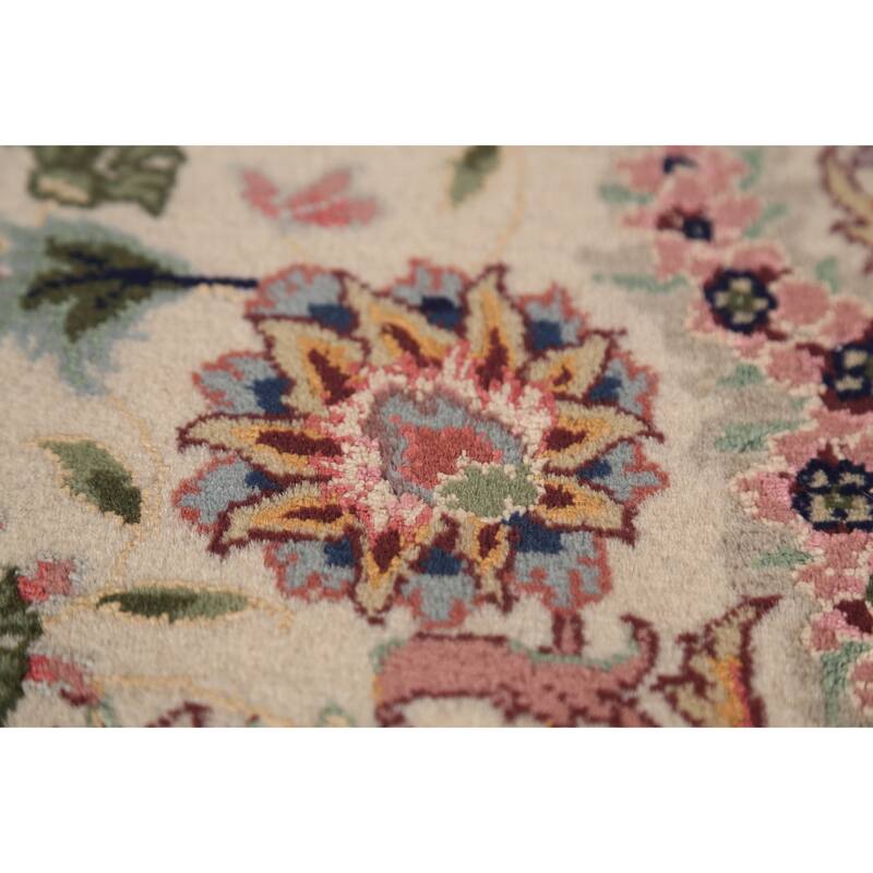 Vegetable Dye Ivory Tabriz Chinese Area Rug Handmade Wool Carpet - 8'2"x 10'7"