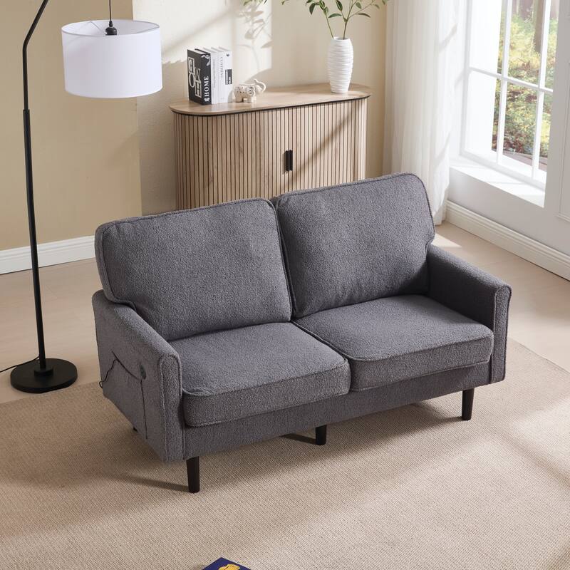 Multifunctional 2-Seater Loveseat Couch with USB & Charging Ports, Sofa Couch Lounge Sofa with Armrests