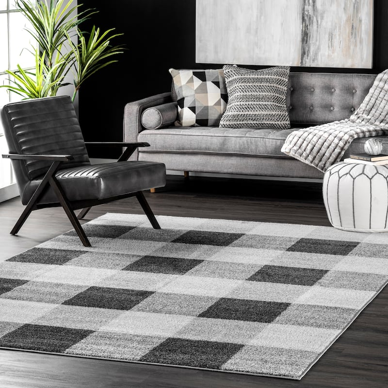 Nuloom Aisha Buffalo Plaid Area Rug - 5' x 8' - Grey