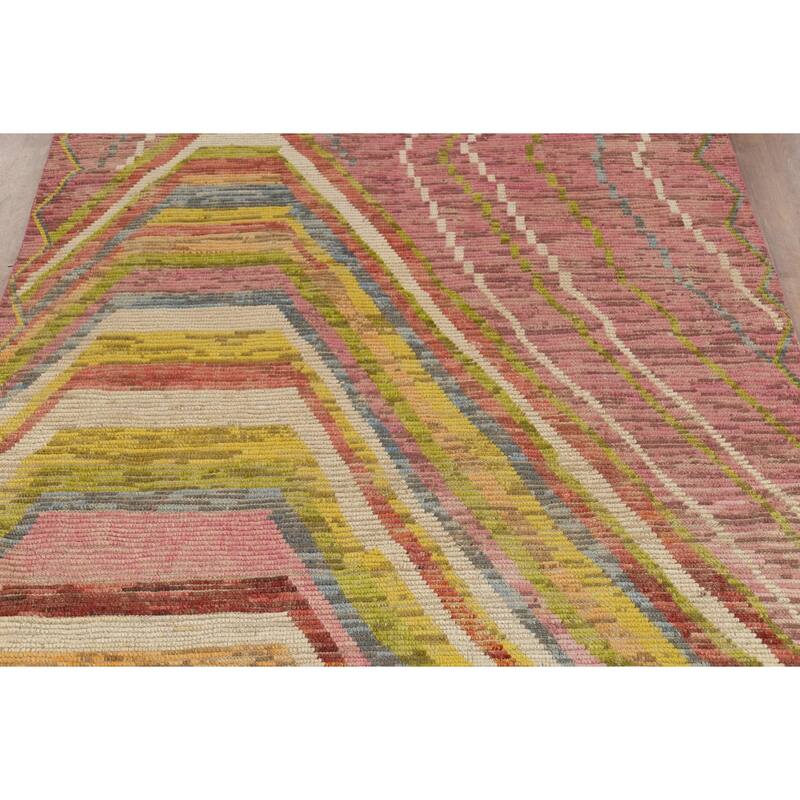 Moroccan Abstract Rug Hand-Knotted Abstract Wool Carpet - 6'10"x 10'4"