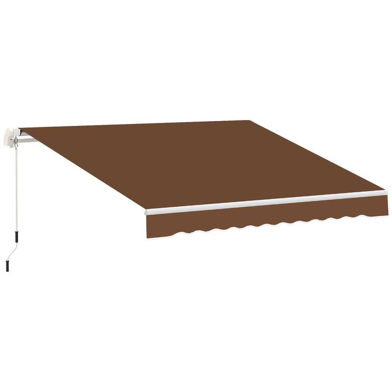 Outsunny 10' x 8' Manual Retractable Sun Shade Patio Awning with UV Protection and Easy Crank Opening, Coffee Brown