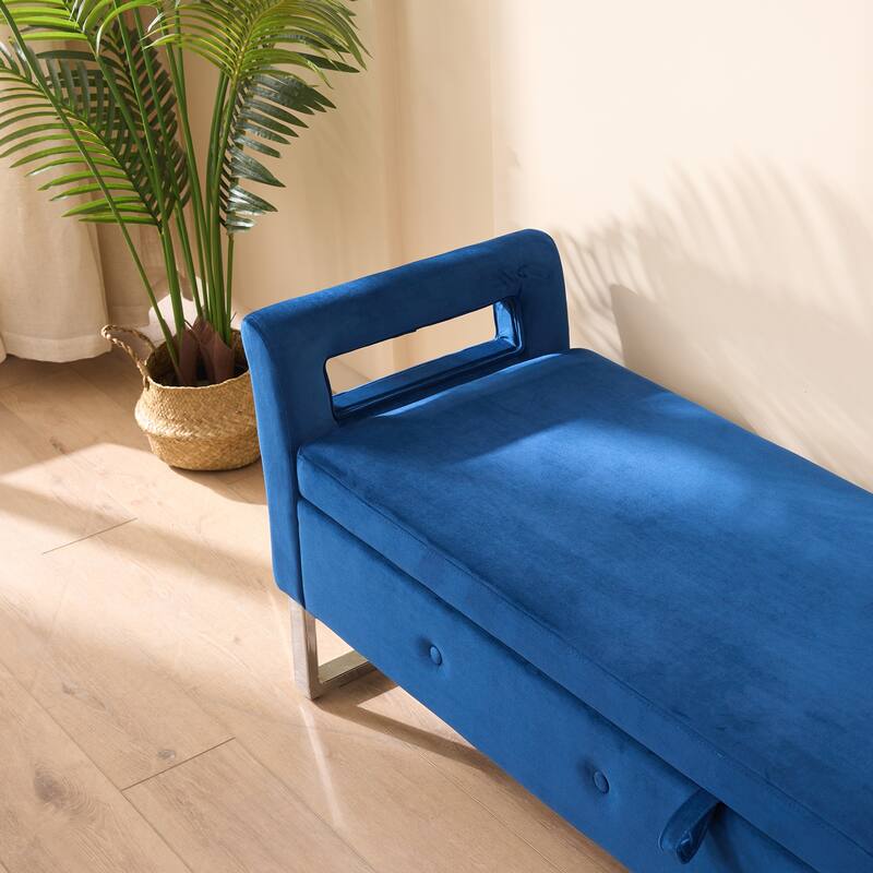 67.91"Wide Velvet Storage Soft Bench with Armrests for Living Room, Entryway and Bedroom