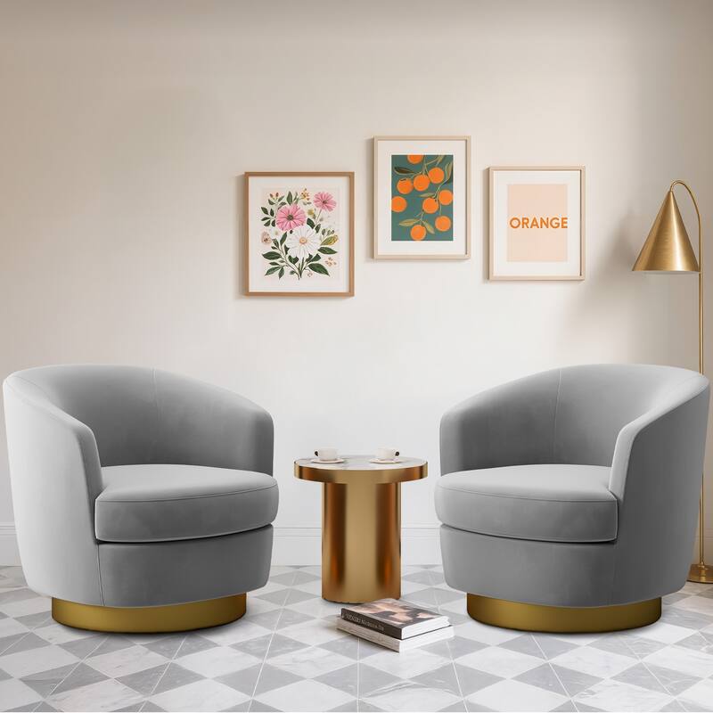 360 Degree Velvet Swivel Club Chair, Soft & Comfotable - 2 Pieces - Charcoal
