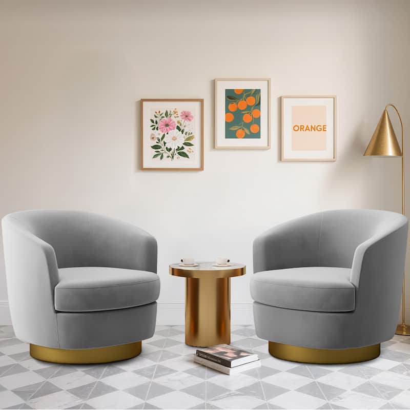 Set of 2 Velvet Swivel Club Chair Set, Soft & Comfotable - 2 Pieces