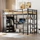 preview thumbnail 1 of 9, Metal Full Size Loft Bed with Desk, Shelves, and Wardrobe - Black Black