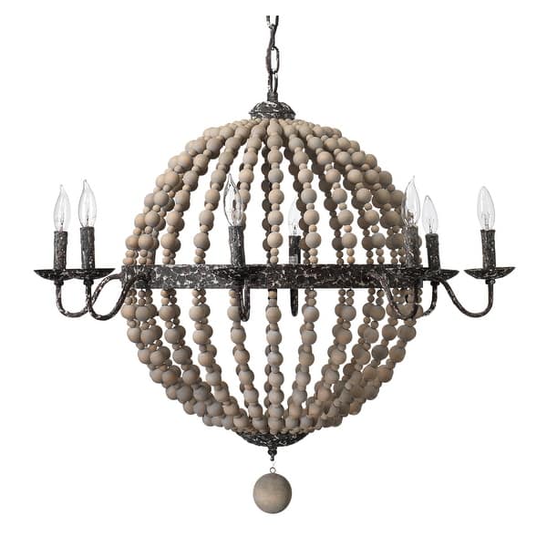 Shop Alden Decor Cosmos Chandelier In Natural Wood Beads On Sale Overstock 18136642