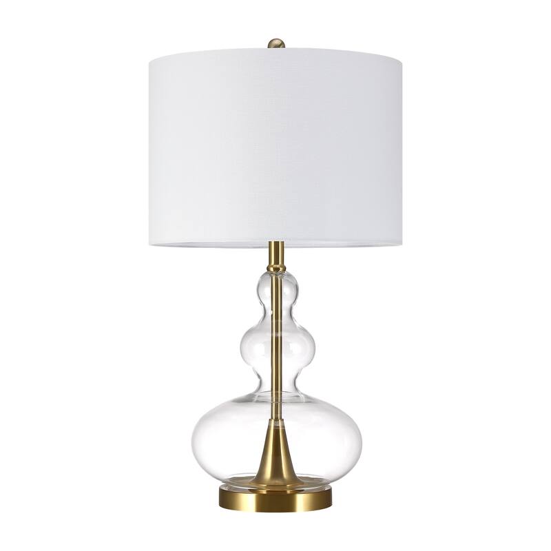 Glass Table Lamp with White Shade - 24.5 in. H