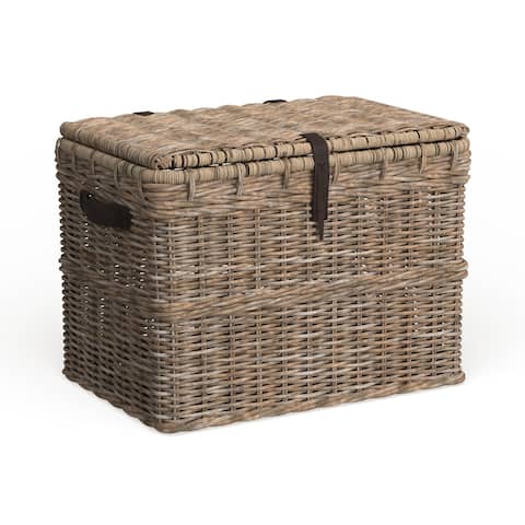 SAFAVIEH Amancio Grey Natural Rattan Storage Trunk - 35.6" x 22.4" x 23.6"