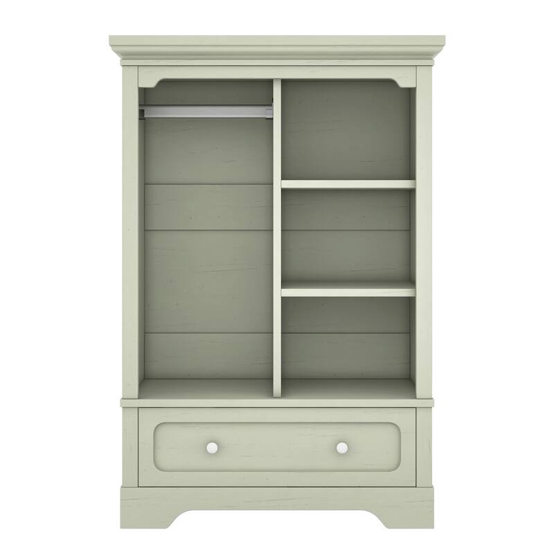 Open Children's Wardrobe with A Hanging Rod and Open Shelves