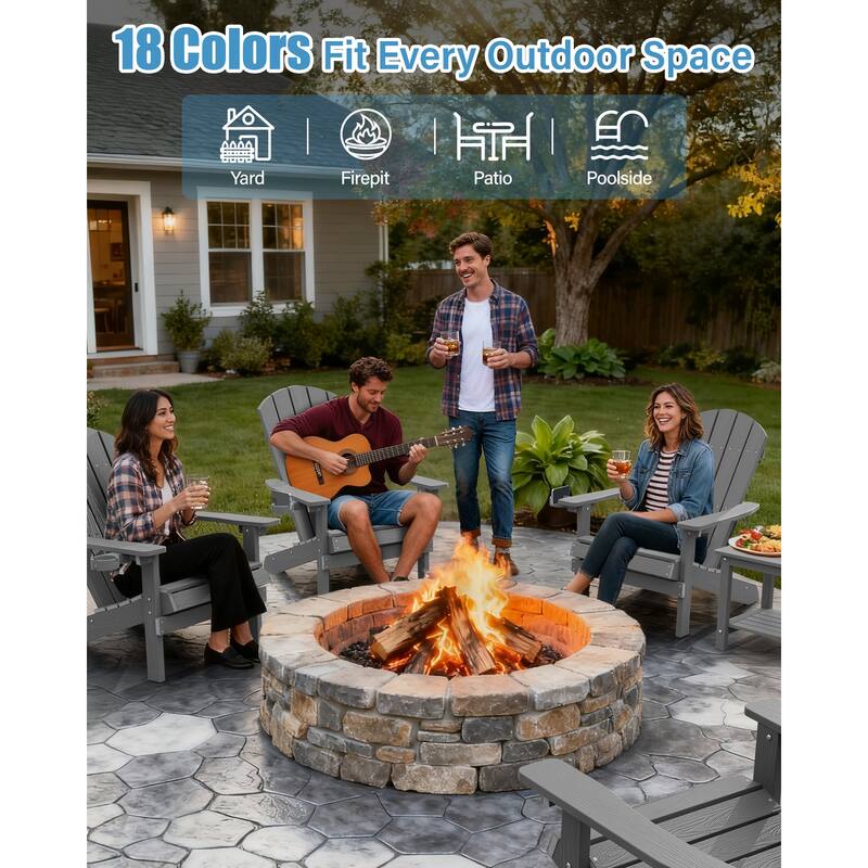 WINSOON All Weather HIPS Outdoor Plastic Adirondack Chairs