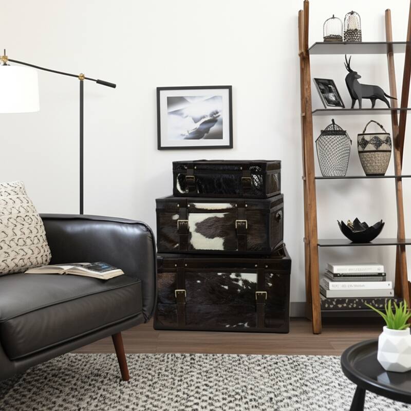 Storage Trunks with Buckle Detail - Set of 3 - 17", 15", 11" Multi - 27.0"