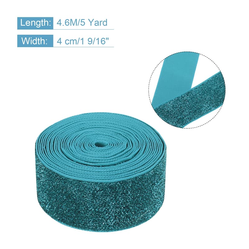Metallic Glitter Velvet Ribbon for Gift Wrapping - Blue - 1 9/16"x 5 Yard
