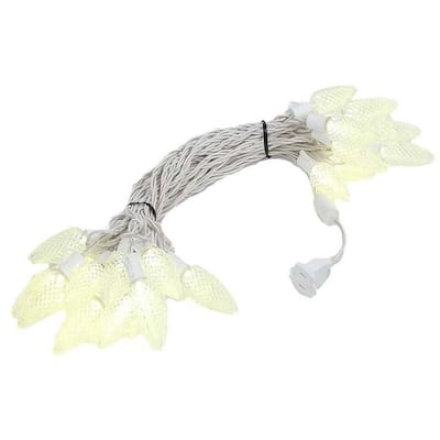 25 Foot C9 LED Outdoor Christmas String Light Set, White Wire