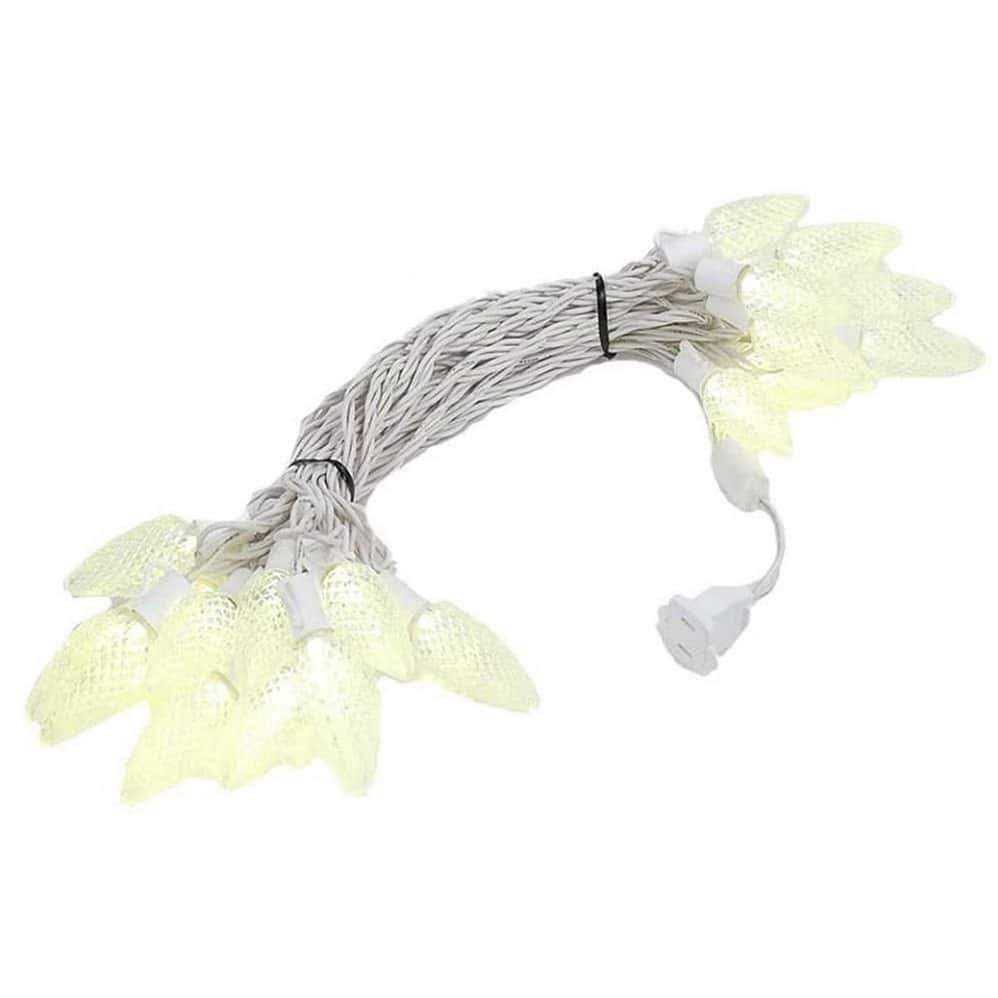 25 Foot C9 LED Outdoor Christmas String Light Set, White Wire