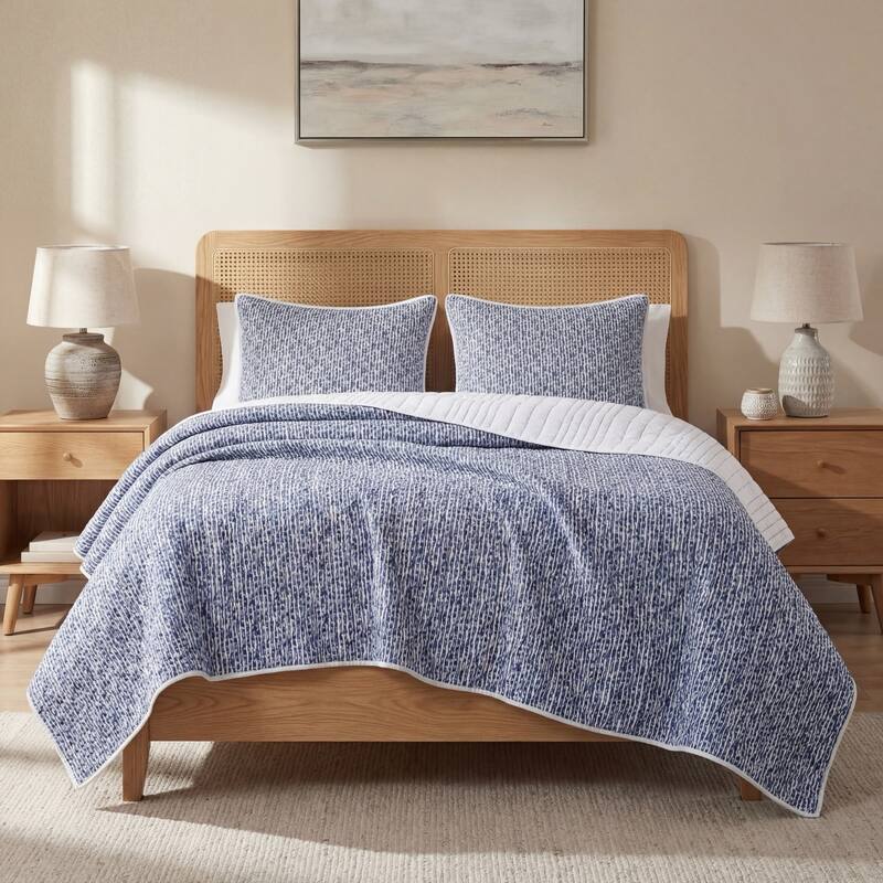 HiEnd Accents Staccato Indigo Reversible Quilt Set, 3PC