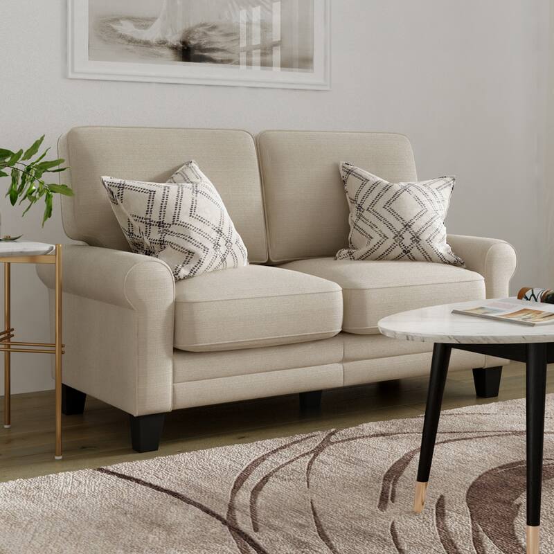 Serta Copenhagen 61" Loveseat for Two People, Pillowed Back Cushions and Rounded Arms, Durable Modern Upholstered Fabric