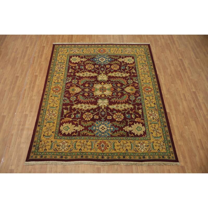 Hand Knotted Oriental 100% Wool Carpet Traditional All-Over Red Sumak Area Rug - 9' 7'' X 7' 11''