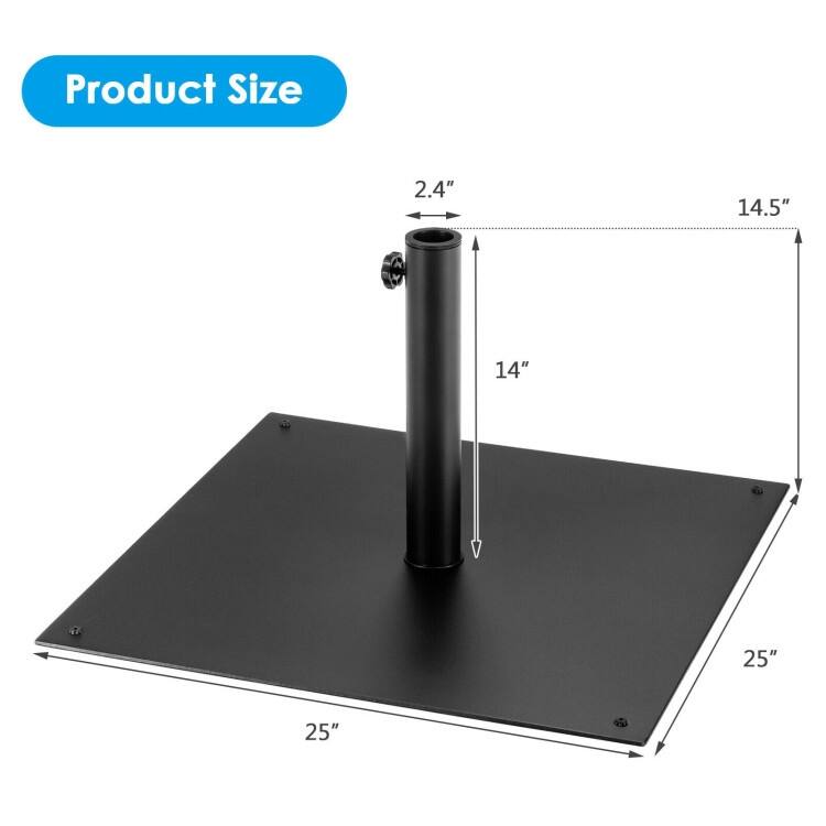 40 lbs Square Umbrella Base Stand with for Backyard Patio - 25'' x 25'' x15'' (L x W x H)