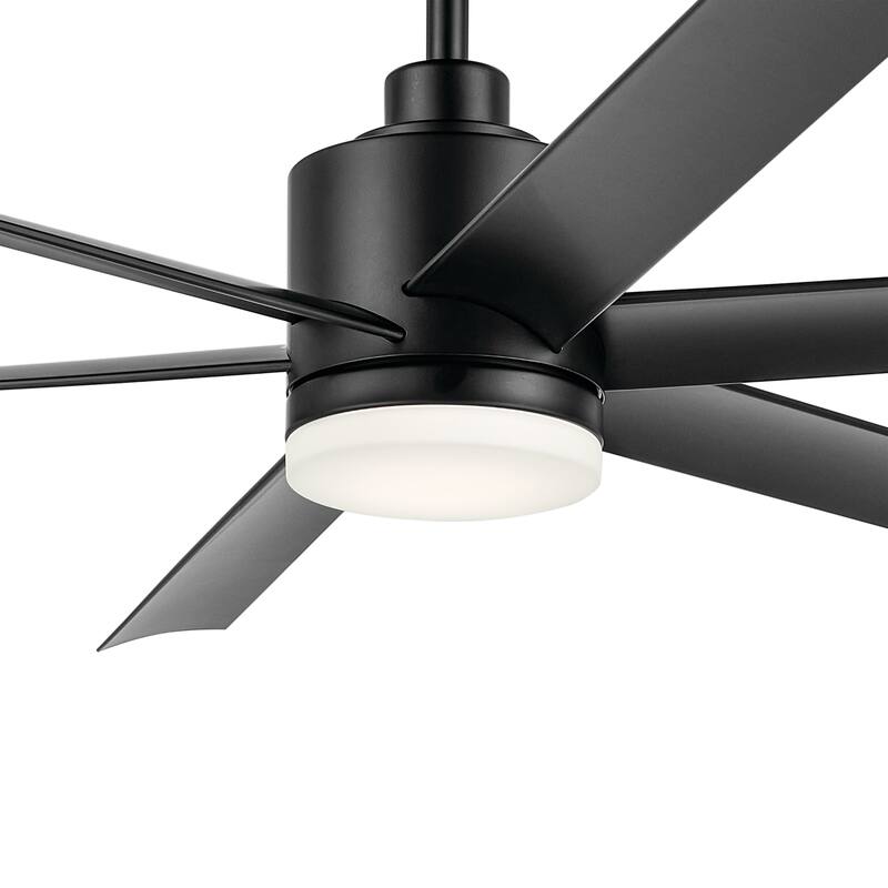 Kichler Lighting Loa 65 Inch Ceiling Fan with Satin Etch Cased Opal Glass in Satin Black with Black Blades