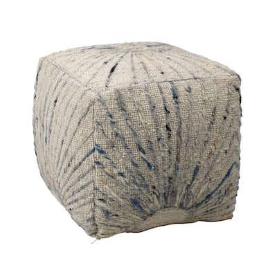 Kirk Wool Upholstered Ottoman, Ivory