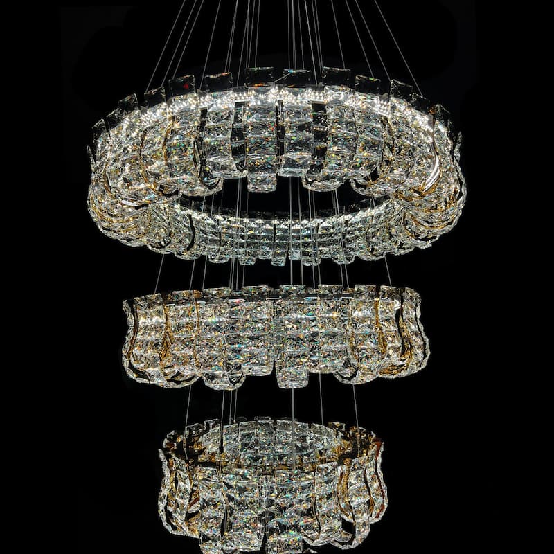 Luxury Grand Modern Gold Crystal LED Chandelier - 4 Tier Dimmable