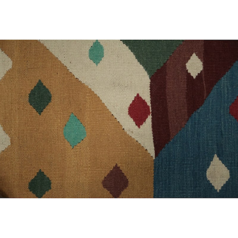 Hand Woven Oriental 100% Wool Carpet Southwestern Modern Multi-Colored Kilim Area Rug - 8' 10'' X 4' 11''