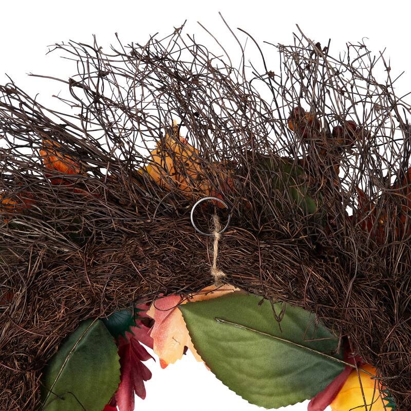 Peony and Mum Artificial Fall Harvest Wreath - 24"