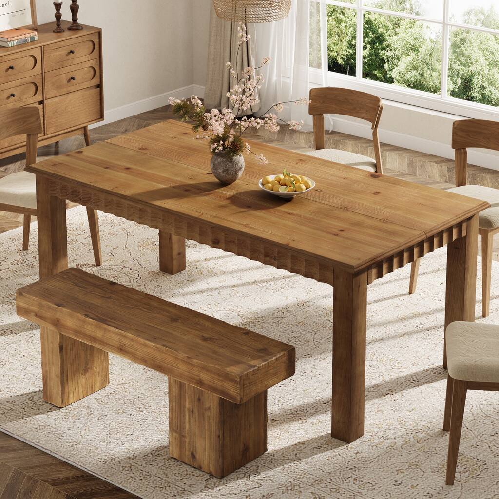 63 Inch Solid Wood Dining Table for 6 - 62.99" L x 31.5" W x 29.53" H