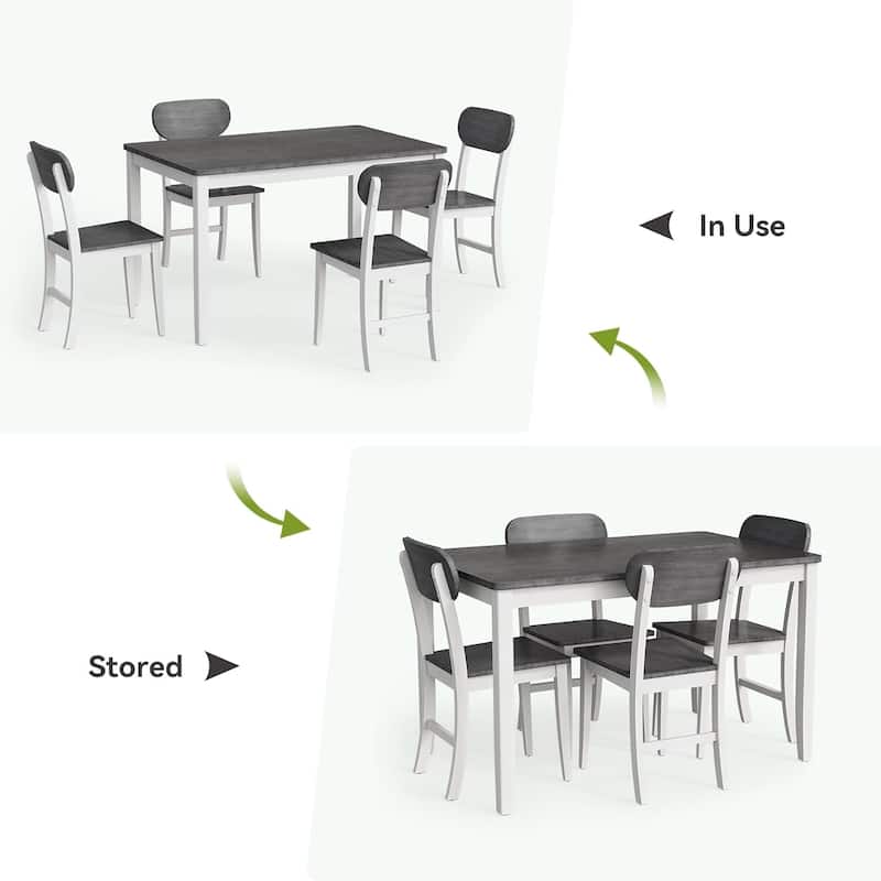 Dining Table Set for 4, 5 Pieces Kitchen Table Set with Solid Wood Legs