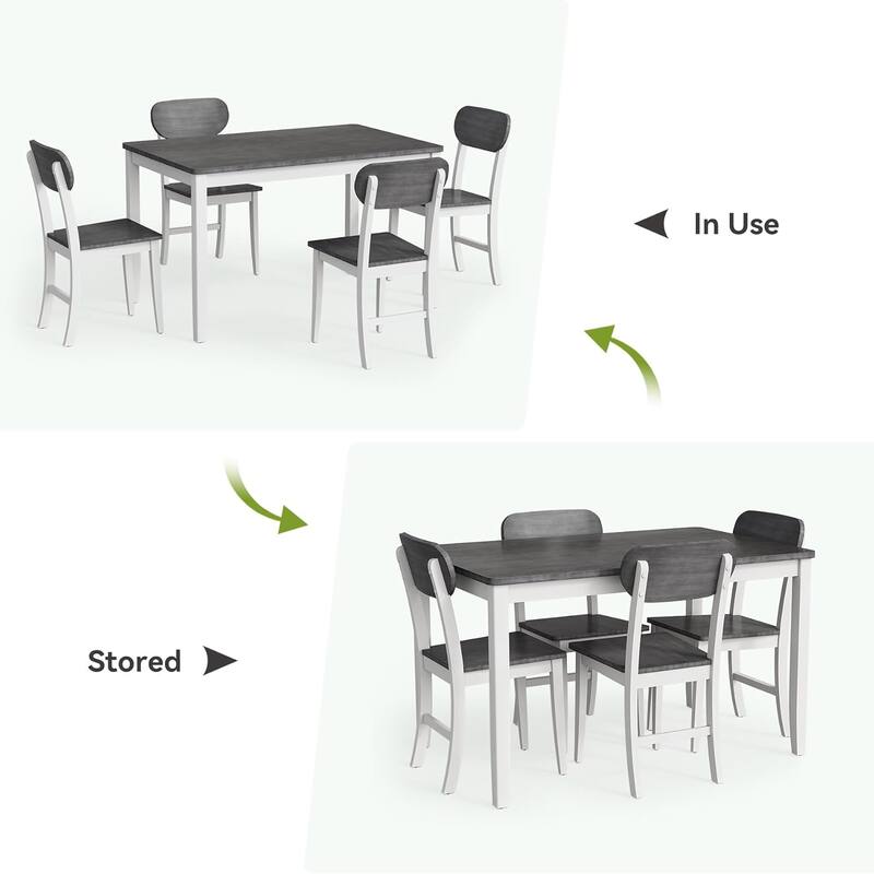 Rectangle Wooden Dining Table Set for 4, Brown