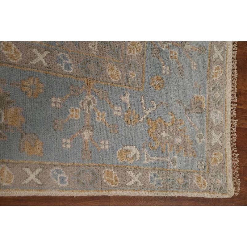 Ivory Oushak Living Room Area Rug Handmade Wool Carpet - 7'11"x 9'9"