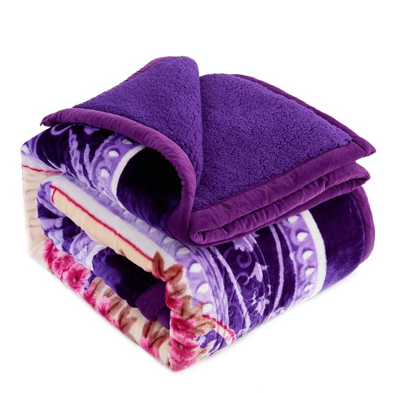 Ultra Plush Printed 3-piece Sherpa Borrego Comforter Set