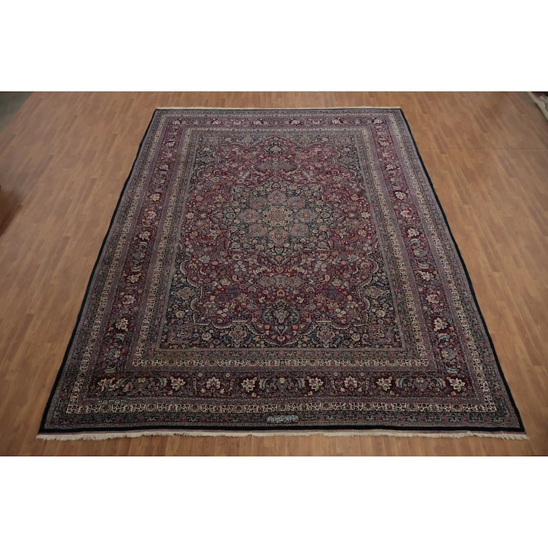 Hand Knotted Oriental 100% Wool Carpet Traditional Floral Red Mashad Area Rug - 15' 6'' X 11' 6''