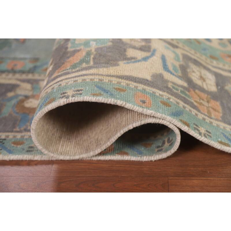 Vintage Over-Dyed Distressed Tabriz Persian Rug Handmade Wool Carpet - 6'4" x 9'9"