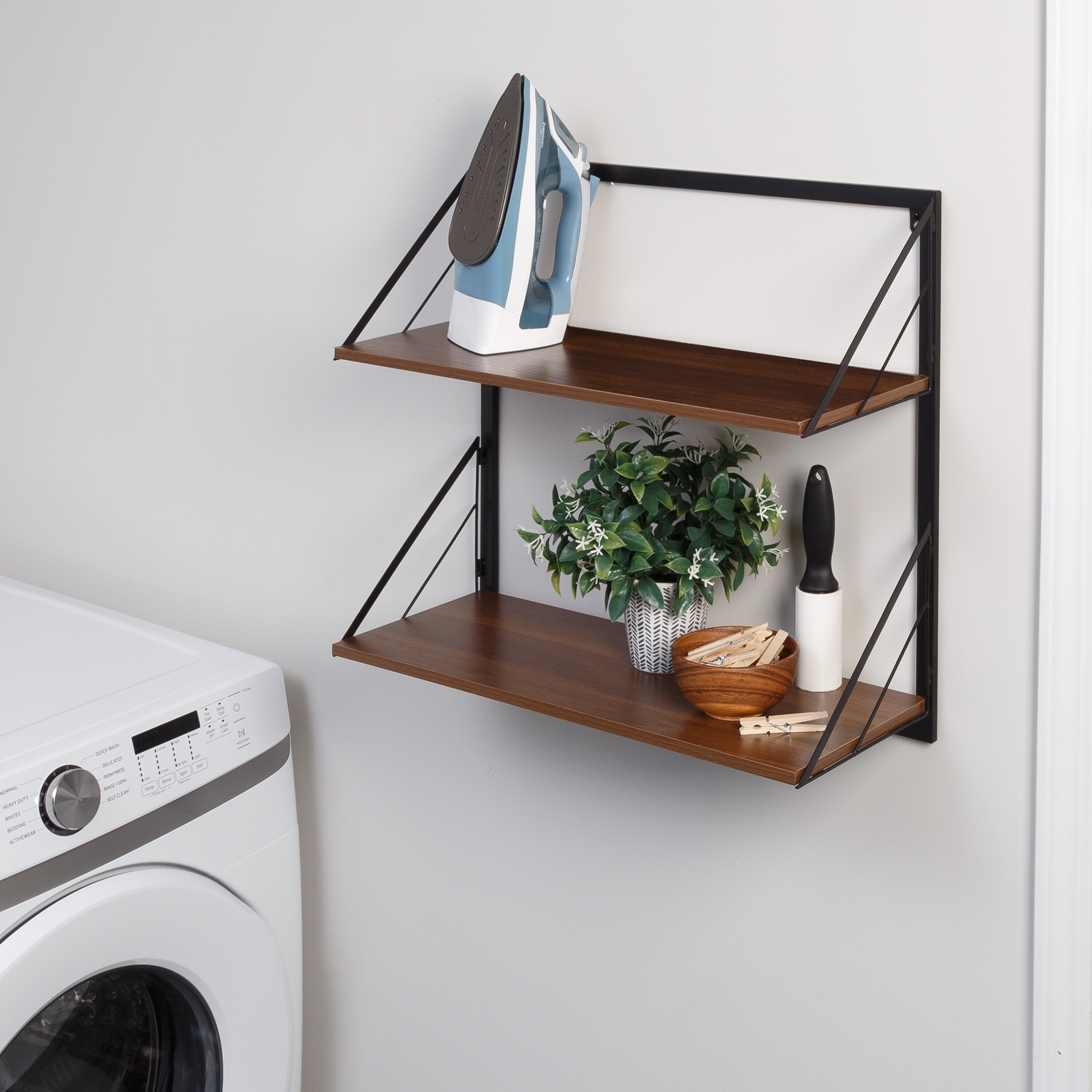 Honey Can Do Three-Tier Black Industrial Wall Shelf