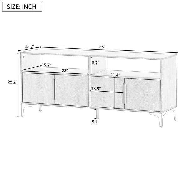 Nestfair Sideboard with Gold Metal Legs and Magnetic Suction Doors ...