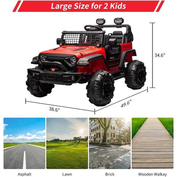 dimension image slide 0 of 5, 24V 9Ah Kids Ride-On 2-Seater Electric Car - Remote Control, 2 * 120W Motors, Extra Large Seats