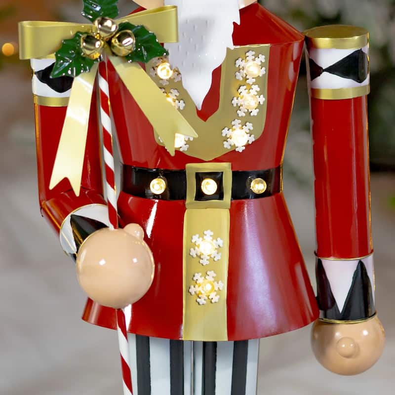 Large Iron Christmas Nutcracker "Harry" with Candy Cane & LED Lights