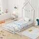 preview thumbnail 12 of 18, Twin Size House Shape Floor Bed with Lockable Door and Full-Length Guardrail White