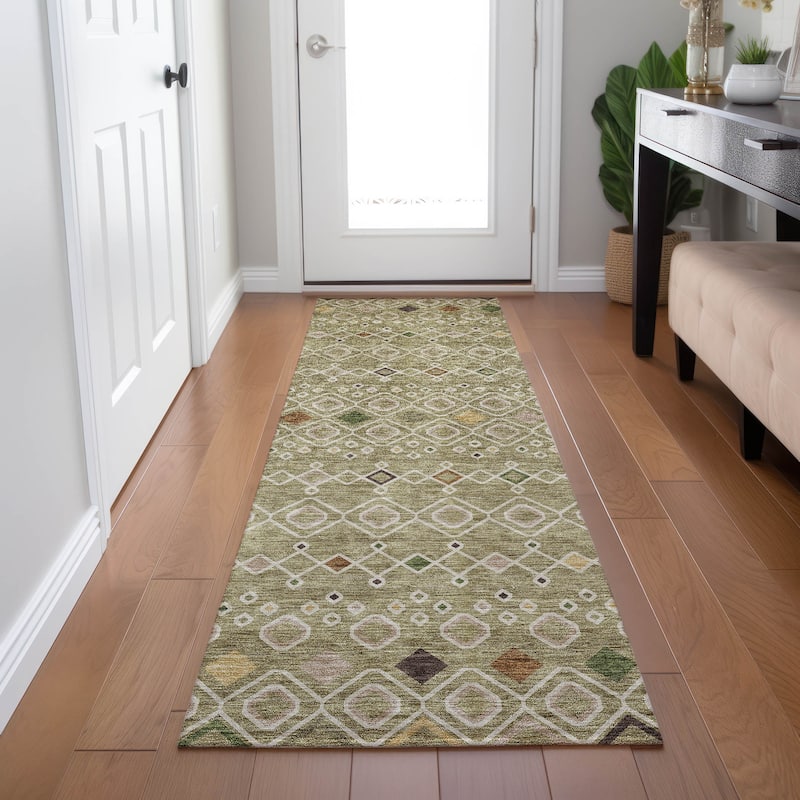 Machine Washable Indoor/ Outdoor Global Contempory Chantille Rug