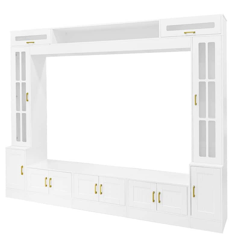 98.4" Wall Unit Entertainment Center with Bookshelves for TVs up to 80", Modern TV Stand Media Console with Cabinets
