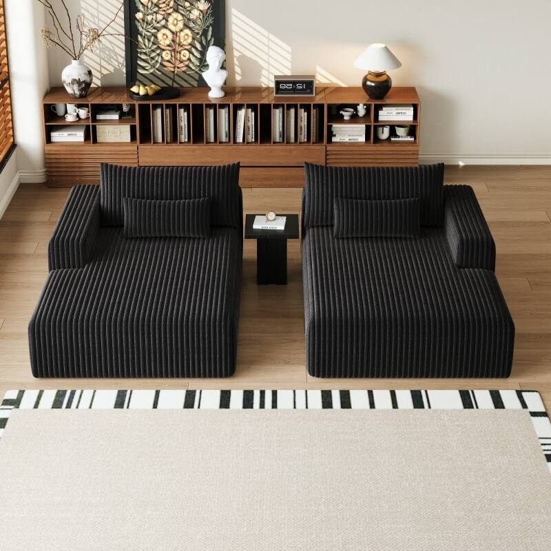 Roomfitters 102" Modern Sectional Lounge Chaise, Cloud Plush Loveseat Sleeper Sofa Bed, No Assembly Recliner Couch