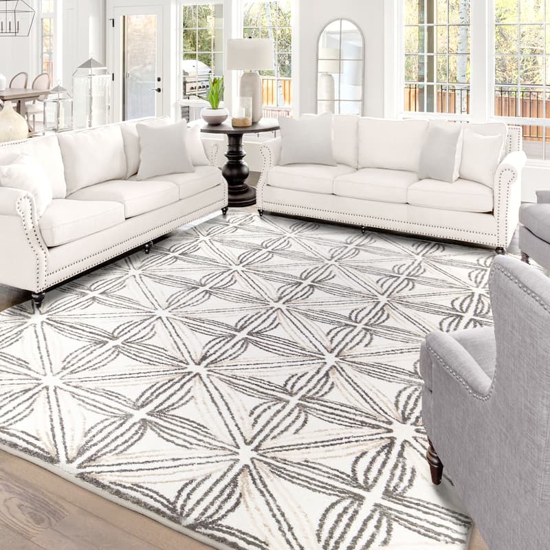 My Texas House Agave Natural Grey Floral Area Rug